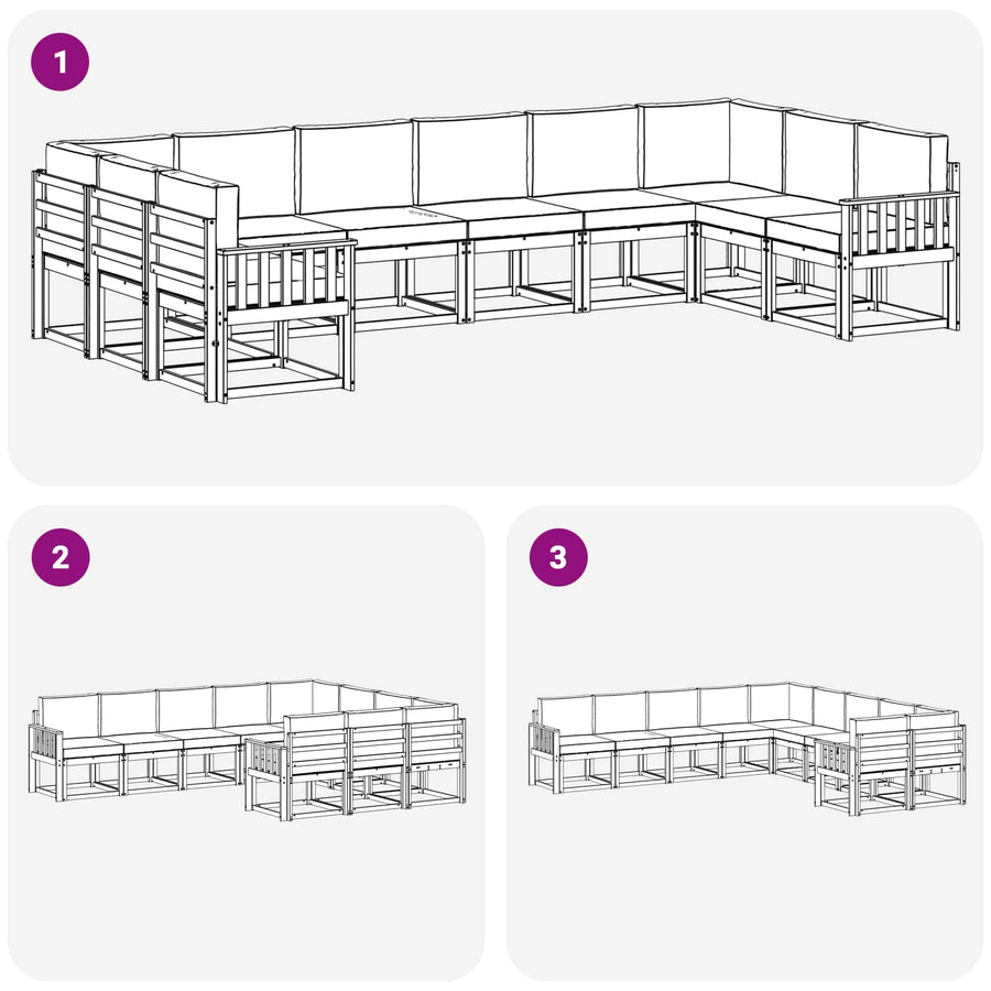 Outdoor Sofa Set 10 pcs Natural and Anthracite