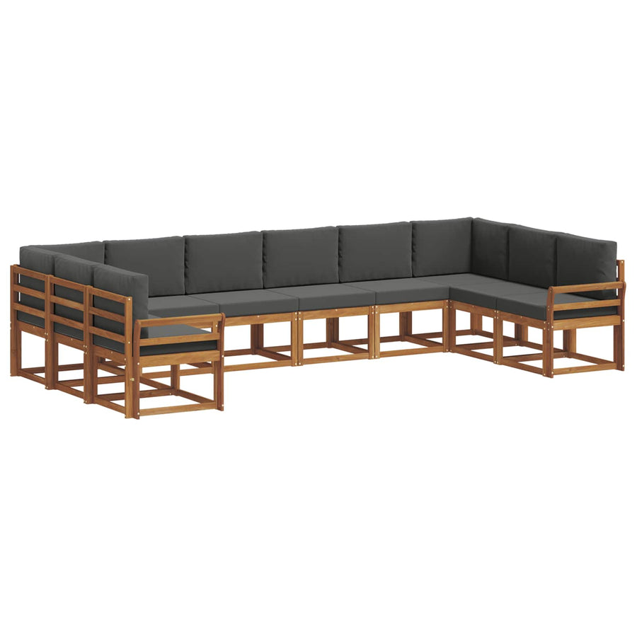 Outdoor Sofa Set 10 pcs Natural and Anthracite