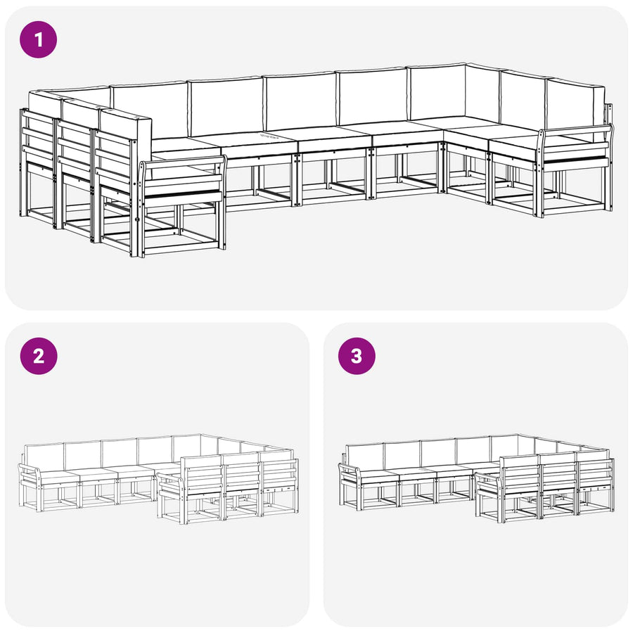 Outdoor Sofa Set 10 pcs Natural and Anthracite