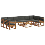 Outdoor Sofa Set with Cushion 11 pcs Natural and Anthracite - Front View