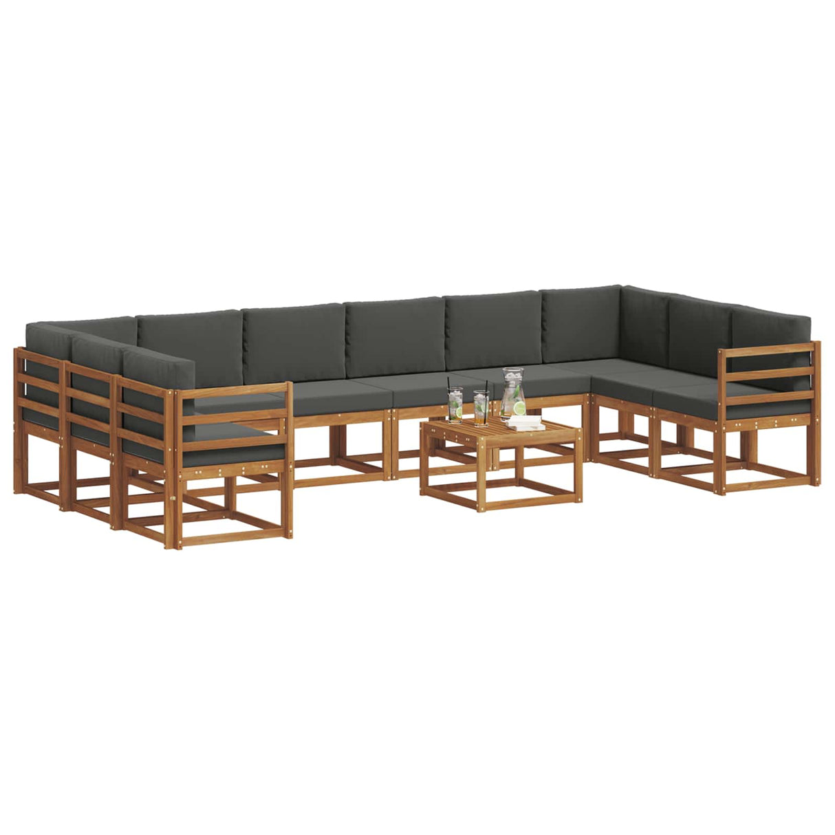 Outdoor Sofa Set with Cushion 11 pcs Natural and Anthracite