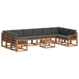 Outdoor Sofa Set with Cushion 11 pcs Natural and Anthracite - Front View