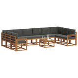 Outdoor Sofa Set with Cushion 11 pcs Natural and Anthracite - Side View