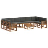 Outdoor Sofa Set with Cushion 11 pcs Natural and Anthracite