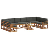 Outdoor Sofa Set with Cushion 11 pcs Natural and Anthracite - Side View
