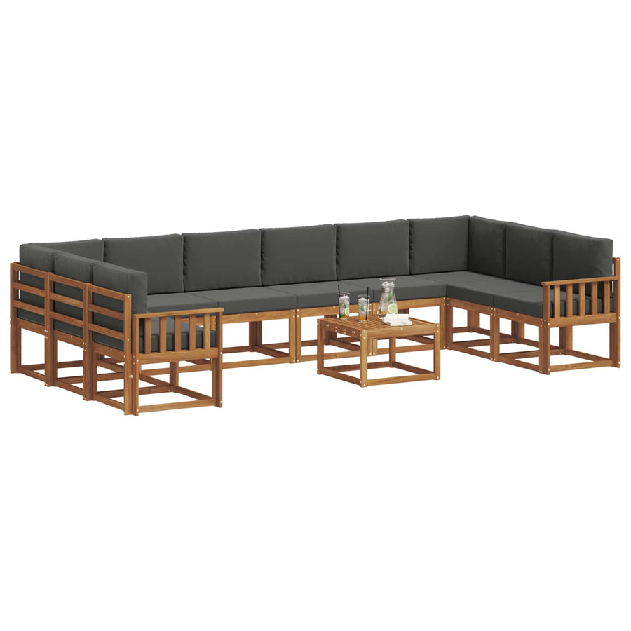 Outdoor Sofa Set 11 pcs Natural and Anthracite