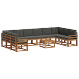 Outdoor Sofa Set with Cushion 11 pcs Natural and Anthracite - Front View