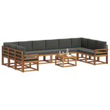 Outdoor Sofa Set with Cushion 11 pcs Natural and Anthracite - Side View