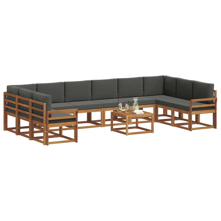 Outdoor Sofa Set 11 pcs Natural and Anthracite