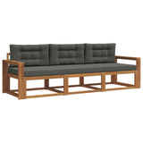 Outdoor Sofa Set with Cushion 3 pcs Natural and Anthracite - Front View