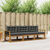 Outdoor Sofa Set with Cushion 3 pcs Natural and Anthracite