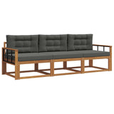 Outdoor Sofa Set with Cushion 3 pcs Natural and Anthracite - Front View