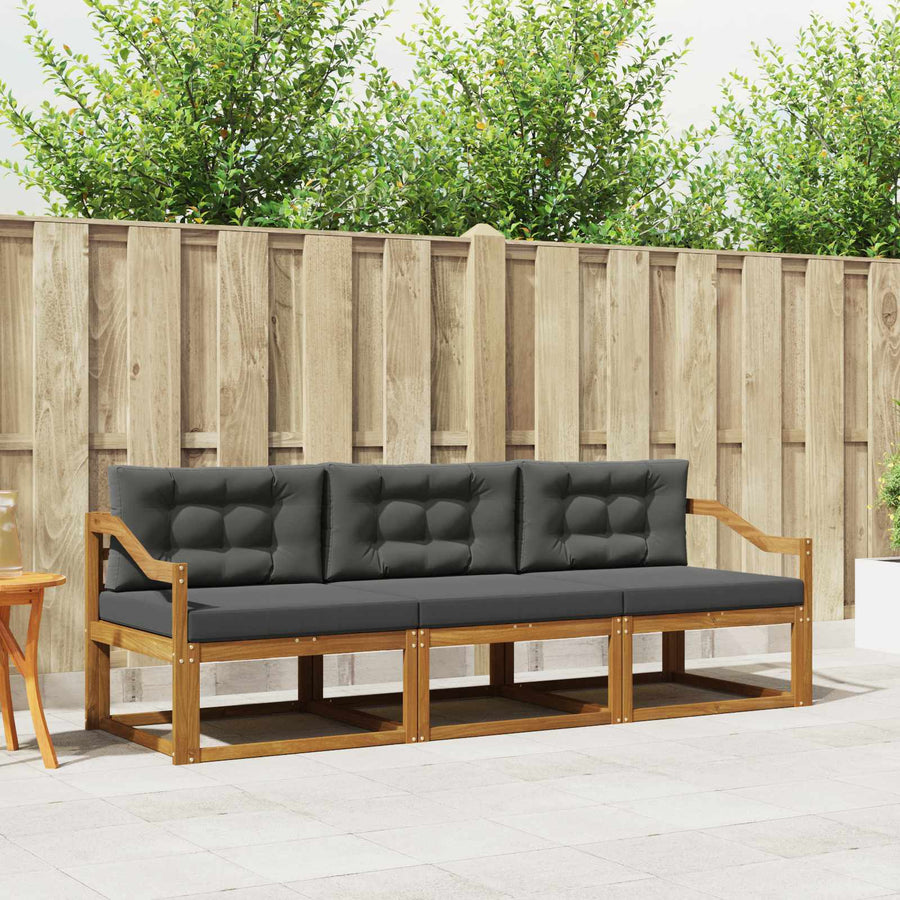 Outdoor Sofa Set 3 pcs 3-Seaters Natural and Anthracite