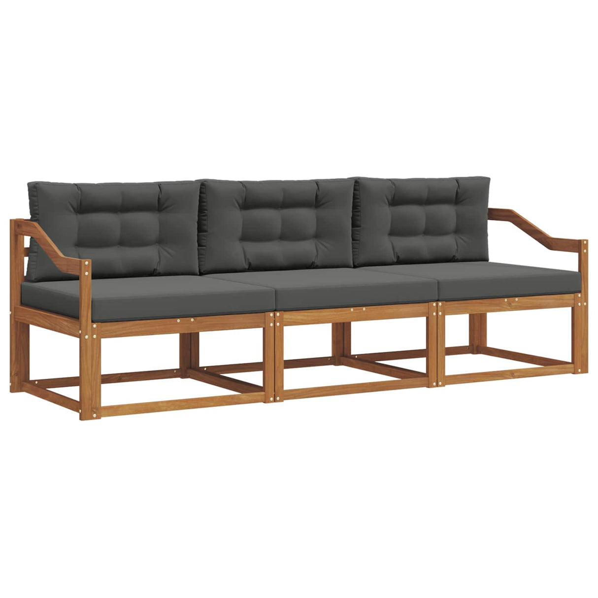 Outdoor Sofa Set with Cushion 3 pcs Natural and Anthracite