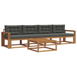 Outdoor Sofa Set with Cushion 5 pcs Natural and Anthracite - Front View