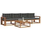 Outdoor Sofa Set with Cushion 5 pcs Natural and Anthracite