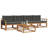 Outdoor Sofa Set with Cushion 5 pcs Natural and Anthracite