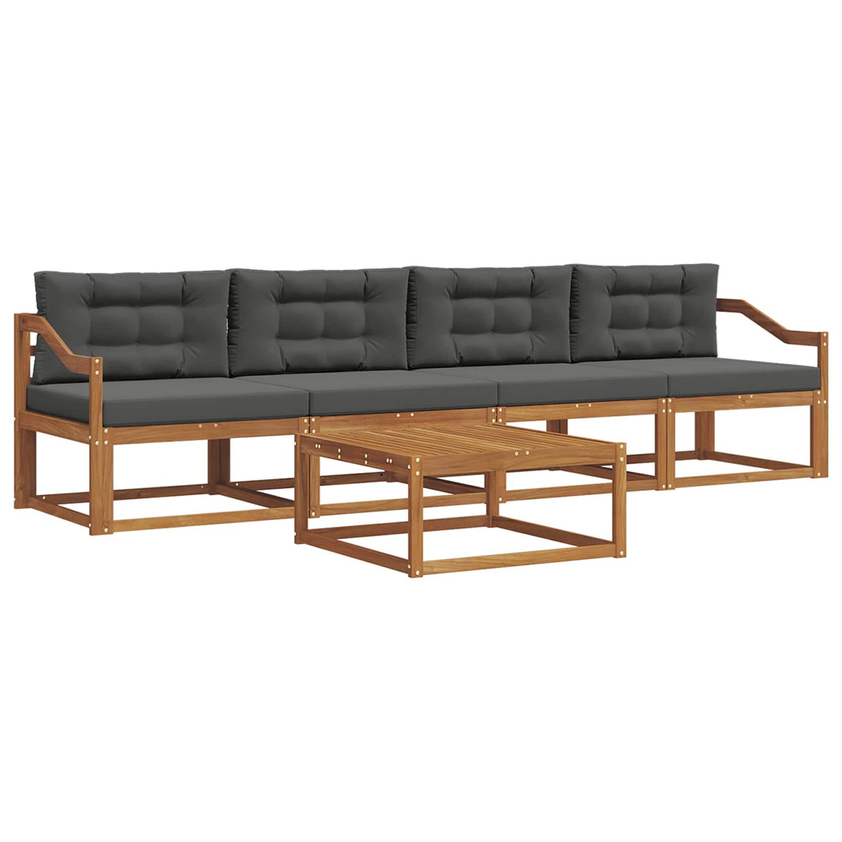 Outdoor Sofa Set with Cushion 5 pcs Natural and Anthracite
