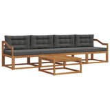 Outdoor Sofa Set with Cushion 5 pcs Natural and Anthracite - Front View