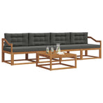 Outdoor Sofa Set 5 pcs 4-Seaters Natural and Anthracite