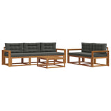 Outdoor Sofa Set with Cushion 6 pcs Natural and Anthracite - Front View