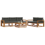 Outdoor Sofa Set with Cushion 6 pcs Natural and Anthracite