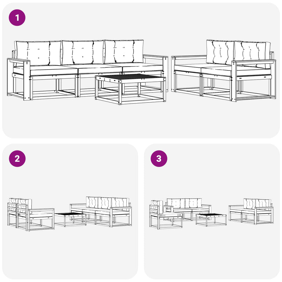 Outdoor Sofa Set 6 pcs 5-Seaters Natural and Anthracite