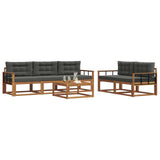 Outdoor Sofa Set with Cushion 6 pcs Natural and Anthracite - Side View