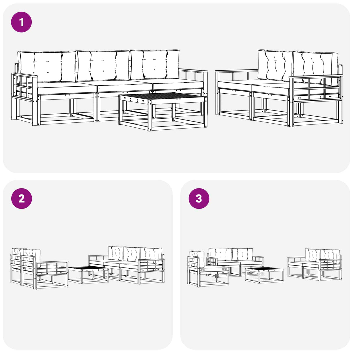 Outdoor Sofa Set with Cushion 6 pcs Natural and Anthracite