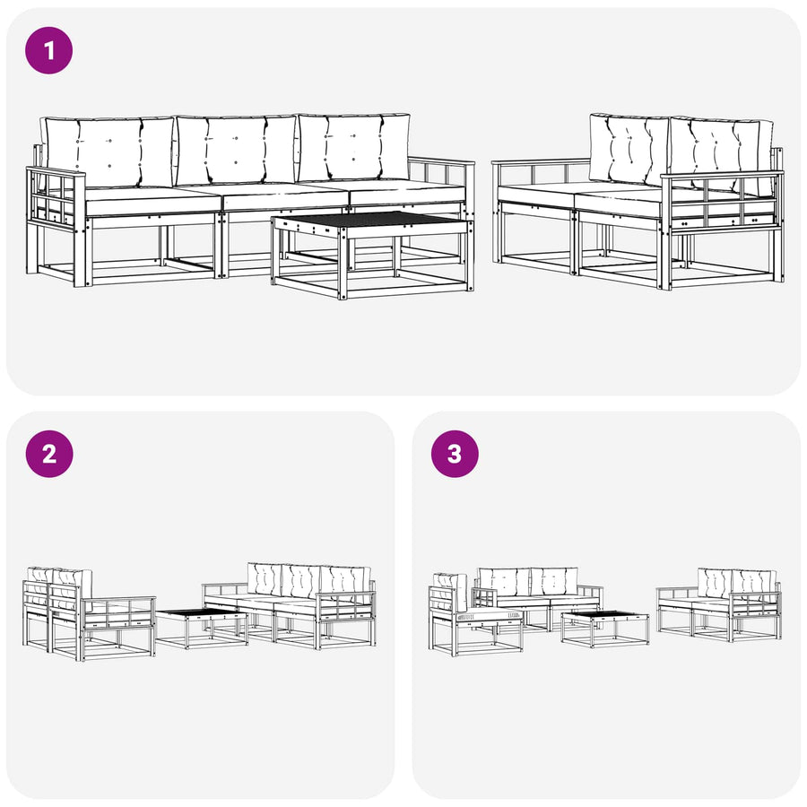 Outdoor Sofa Set 6 pcs 5-Seaters Natural and Anthracite