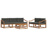 Outdoor Sofa Set with Cushion 6 pcs Natural and Anthracite