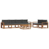 Outdoor Sofa Set with Cushion 7 pcs Natural and Anthracite - Front View