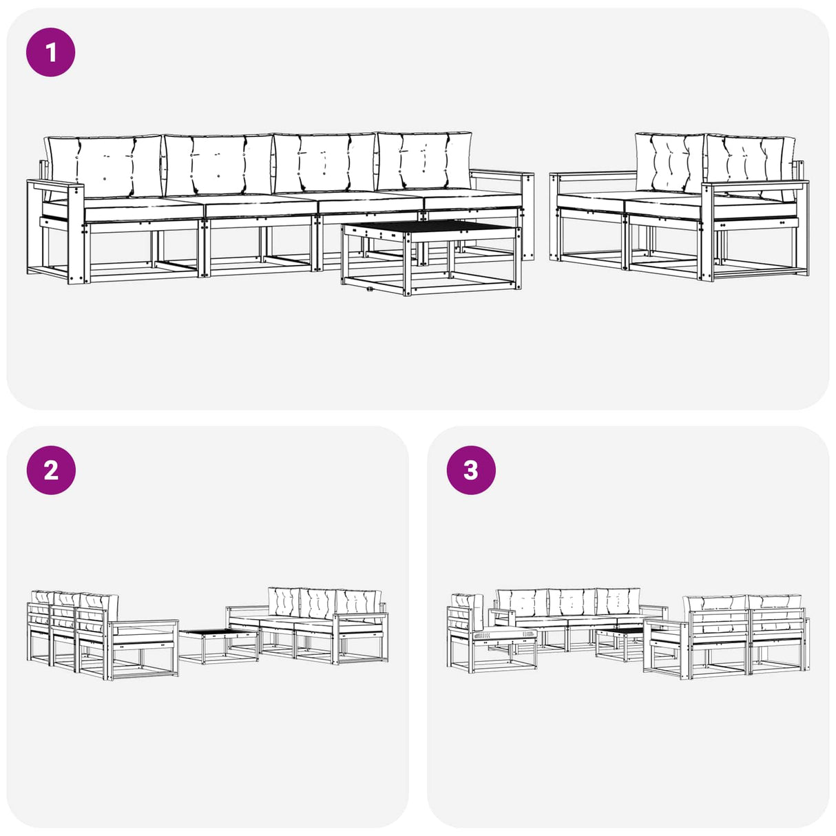 Outdoor Sofa Set with Cushion 7 pcs Natural and Anthracite