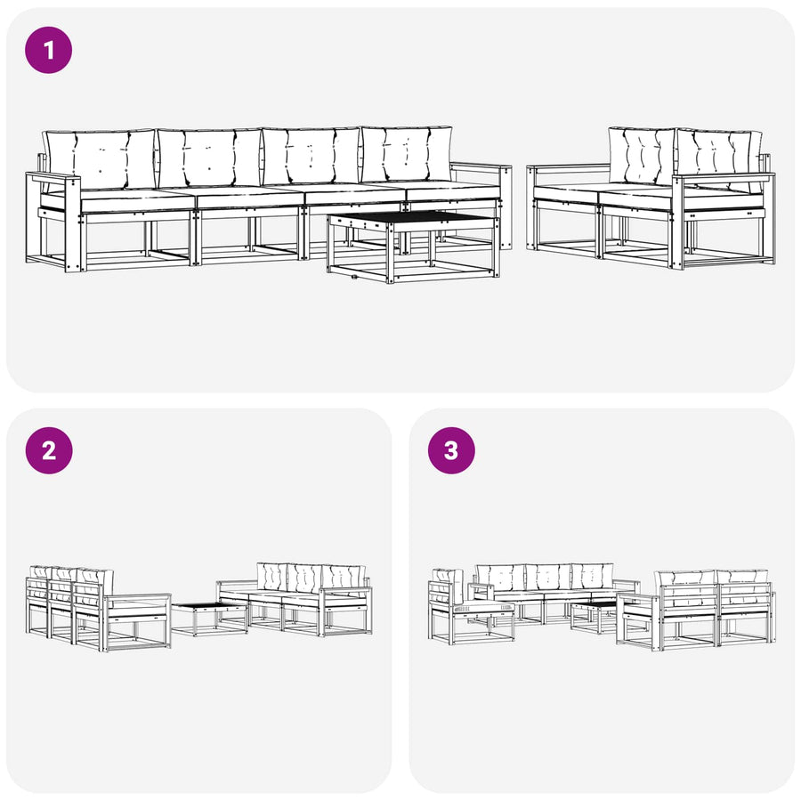 Outdoor Sofa Set 7 pcs 6-Seaters Natural and Anthracite