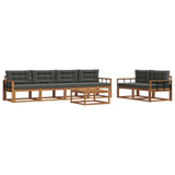 Outdoor Sofa Set with Cushion 7 pcs Natural and Anthracite - Front View