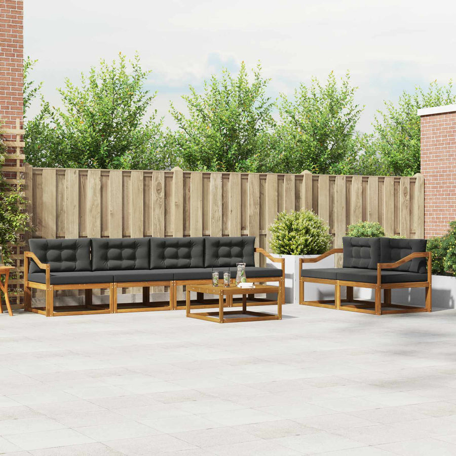 Outdoor Sofa Set 7 pcs 6-Seaters Natural and Anthracite