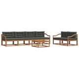 Outdoor Sofa Set with Cushion 7 pcs Natural and Anthracite - Front View