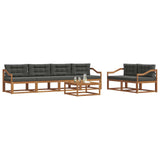 Outdoor Sofa Set with Cushion 7 pcs Natural and Anthracite - Side View