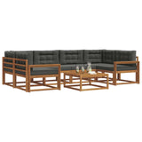Outdoor Sofa Set with Cushion 7 pcs Natural and Anthracite - Side View
