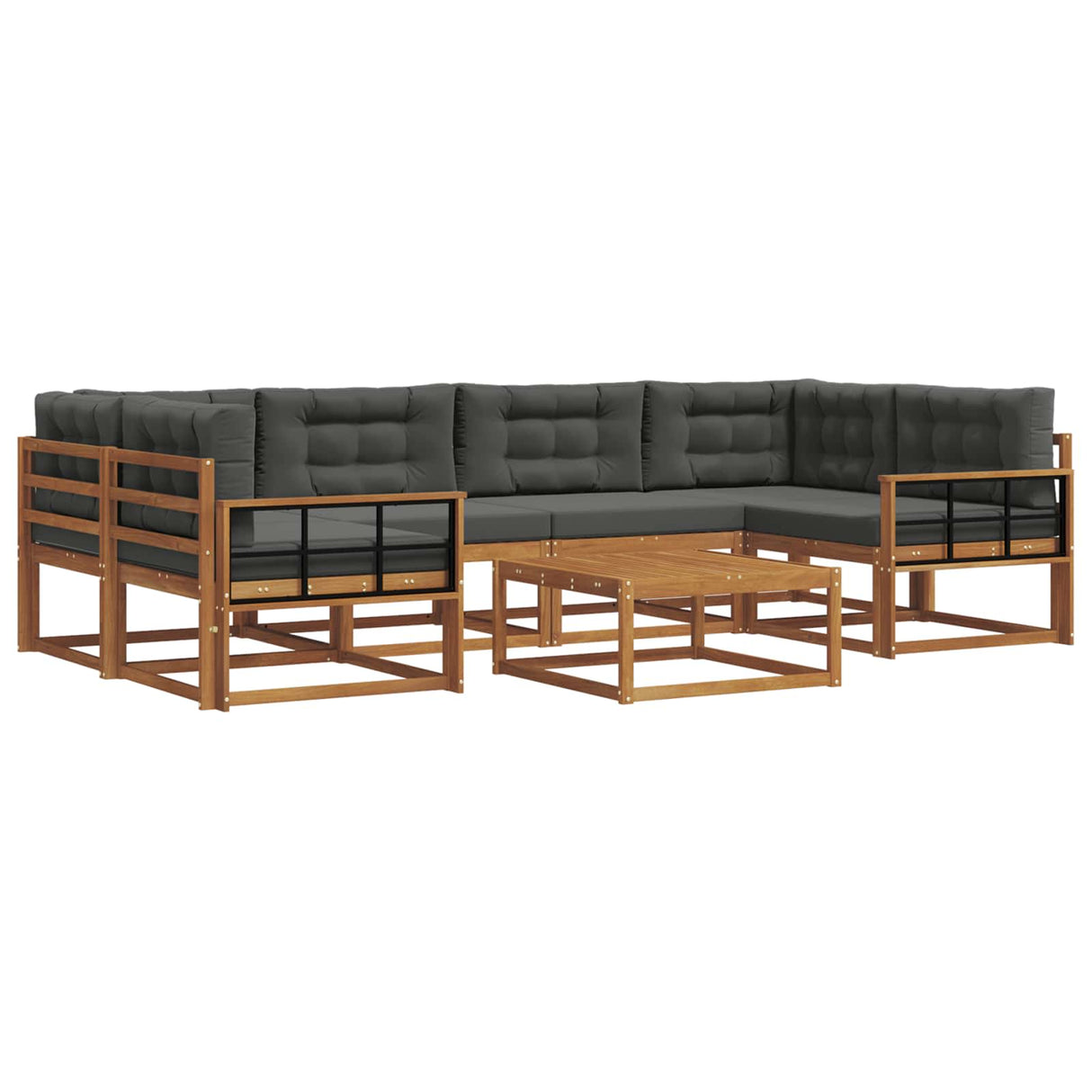 Outdoor Sofa Set with Cushion 7 pcs Natural and Anthracite