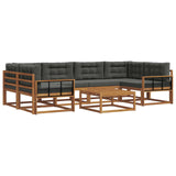 Outdoor Sofa Set with Cushion 7 pcs Natural and Anthracite