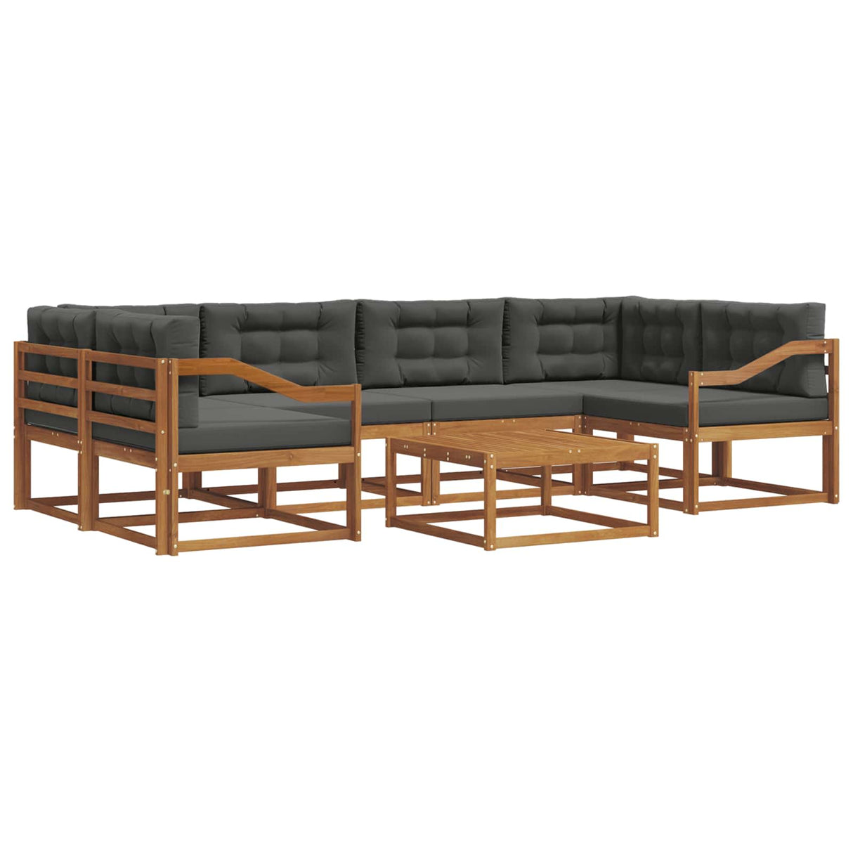 Outdoor Sofa Set with Cushion 7 pcs Natural and Anthracite