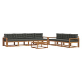 Outdoor Sofa Set with Cushion 8 pcs Natural and Anthracite - Front View