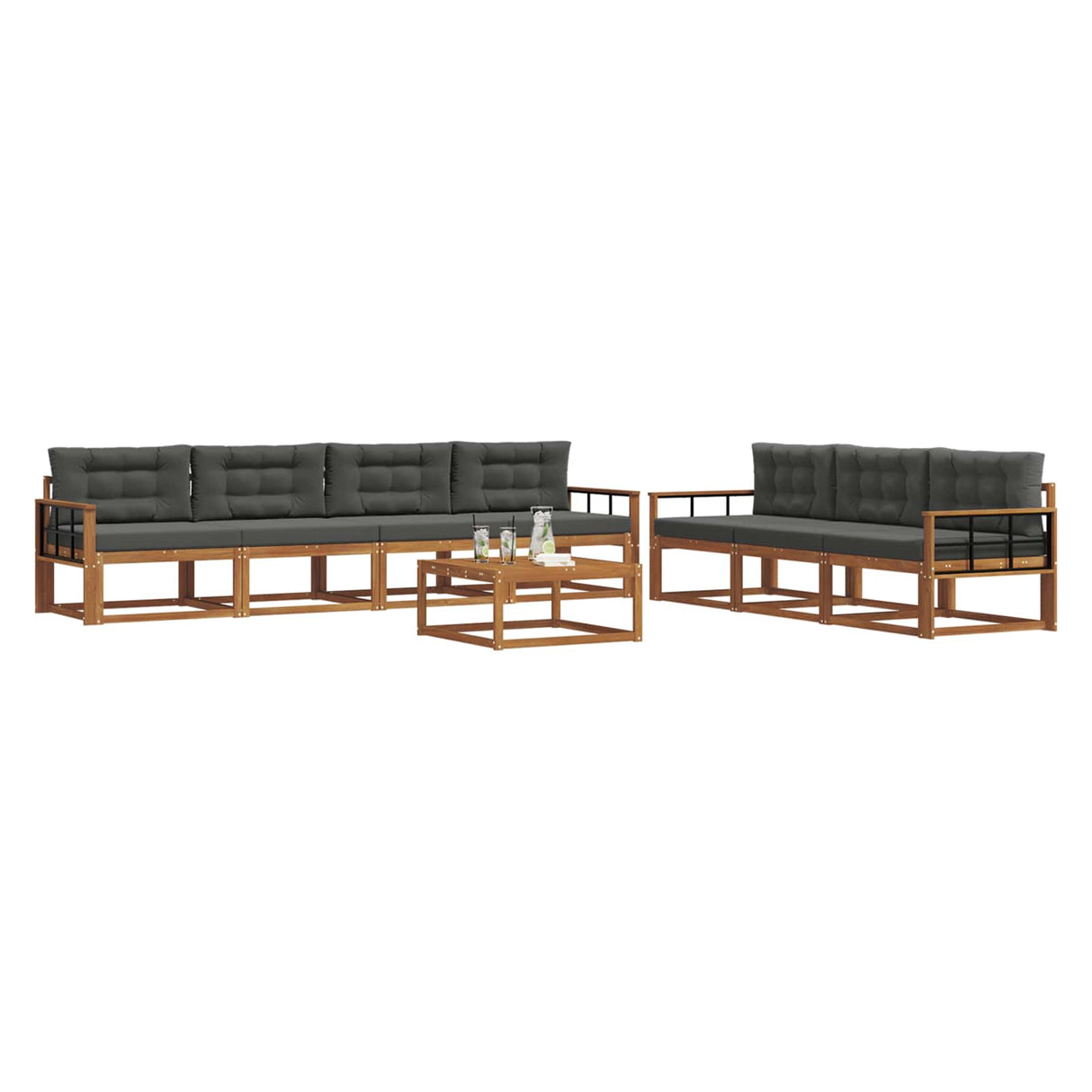 Outdoor Sofa Set with Cushion 8 pcs Natural and Anthracite