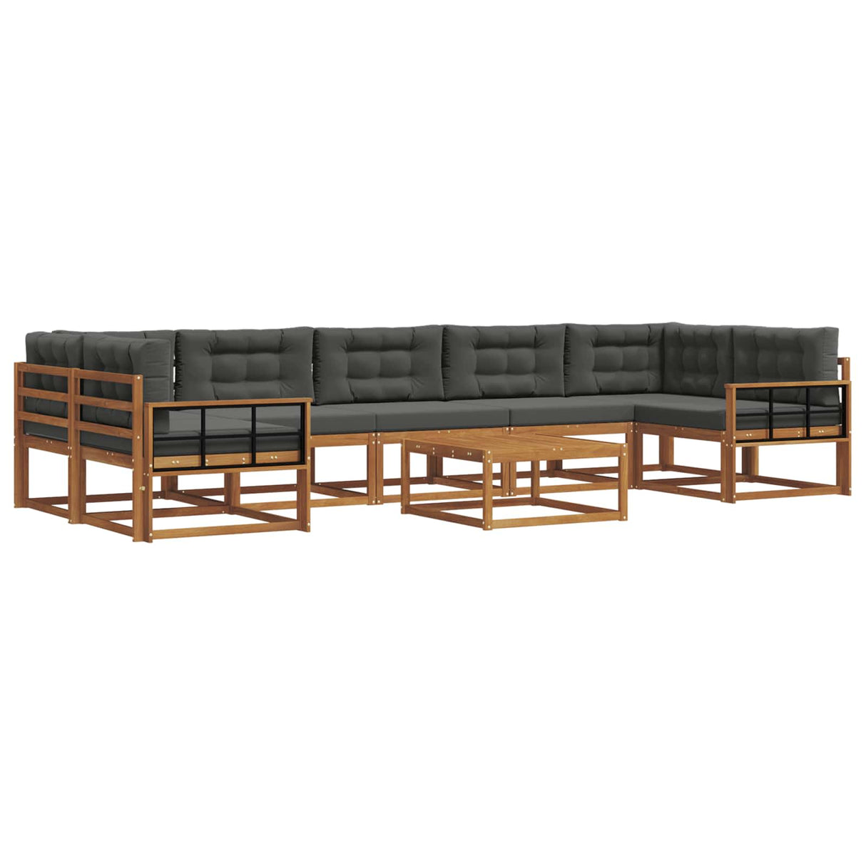 Outdoor Sofa Set with Cushion 8 pcs Natural and Anthracite