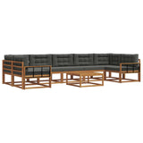 Outdoor Sofa Set with Cushion 8 pcs Natural and Anthracite - Front View