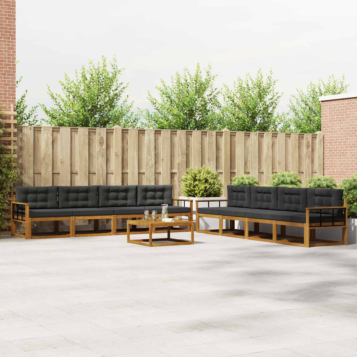 Outdoor Sofa Set with Cushion 9 pcs Natural and Anthracite