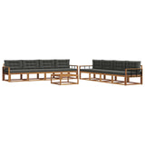 Outdoor Sofa Set with Cushion 9 pcs Natural and Anthracite - Front View
