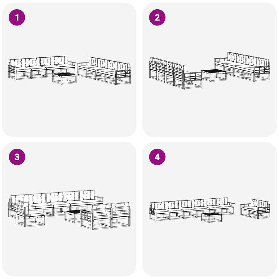 Outdoor Sofa Set 9 pcs 8-Seaters Natural and Anthracite