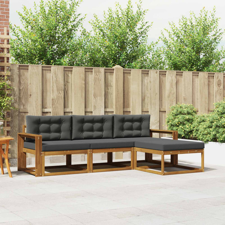 Outdoor Sofa Set 4 pcs 4-Seaters Natural and Anthracite